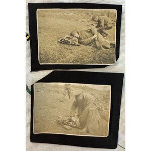 Antique WWI Soldier Snapshot Lot, Field Gear, Puttees, Military Camp World War